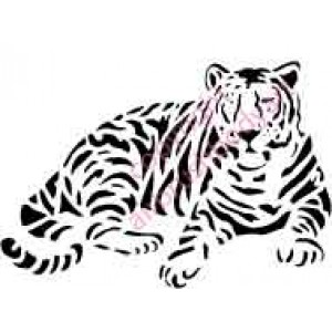0009 tiger lying down re-usable stencil