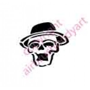 0105 skull with hat re-usable stencil