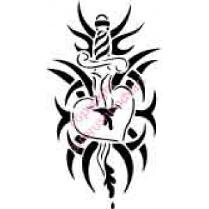 0995 tribal bleeding heart and dagger large