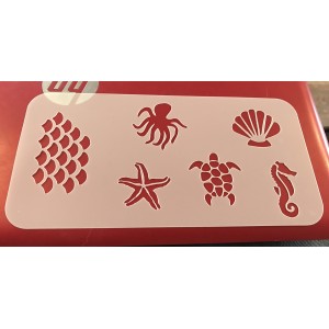 Sea face painting or tattoo reusable stencil
