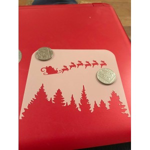santa and sleigh 6 reindeer reusable stencil