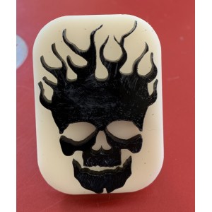 064 Flaming Skull Glitter Stamp