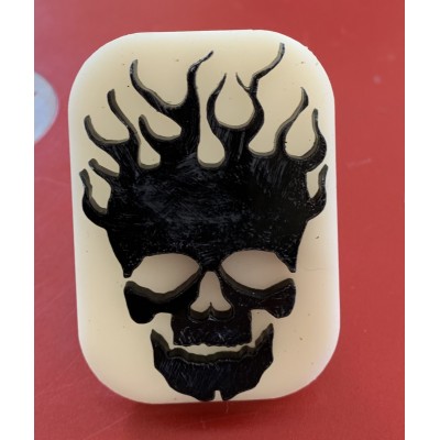 064 Flaming Skull Glitter Stamp