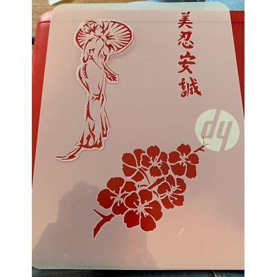 gheisa girl tattoo sleeve stencil 