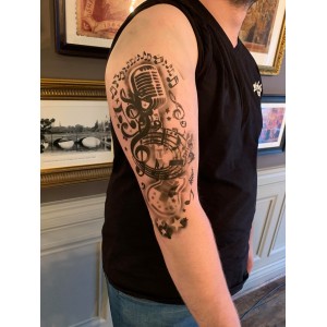 Guitar and music tattoo sleeve stencil Guitar and music tattoo sleeve stencil